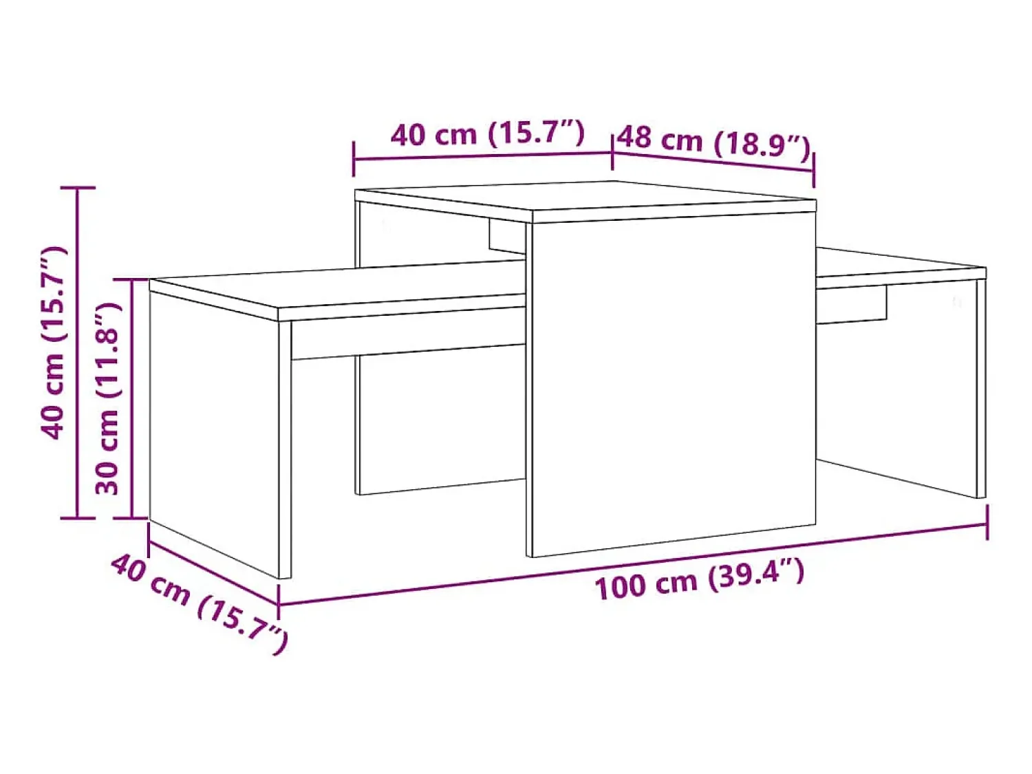 Mesa De Centro|vidaxl Mesa de centro 100x48x40 cm derivados de madeira madeira velha Natural claro