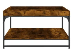 Mesa De Centro|vidaxl Mesa de centro 80x80x45 cm deriv. madeira/ferro carvalho fumado Natural claro
