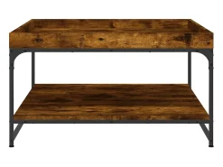 Mesa De Centro|vidaxl Mesa de centro 80x80x45 cm deriv. madeira/ferro carvalho fumado Natural claro