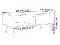 Mesa De Centro|vidaxl Mesa de centro 100x49,5x43 cm derivados madeira carvalho sonoma Natural claro