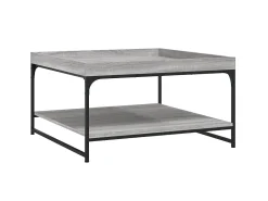 Mesa De Centro* Mesa de centro 80x80x45 cm derivados madeira/ferro cinza sonoma PT482007 Cinzento