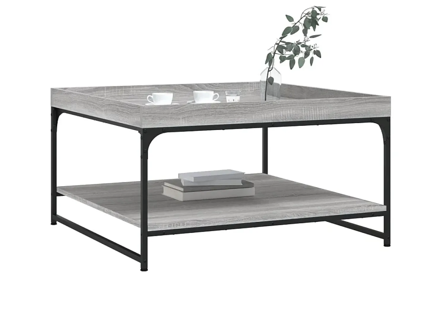 Mesa De Centro* Mesa de centro 80x80x45 cm derivados madeira/ferro cinza sonoma PT482007 Cinzento