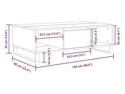 Best vidaxl Mesa de centro 104x60x35 cm derivados madeira cinzento cimento Cinzento claro