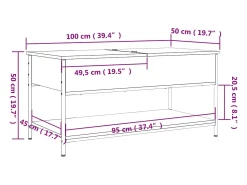 vidaxl Mesa de centro 100x50x50 cm derivados de madeira/metal^ Mesa De Centro