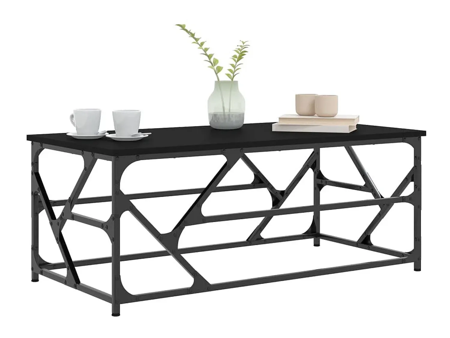Mesa De Centro| Mesa de centro 100x50x40 cm derivados de madeira PT320709 Preto