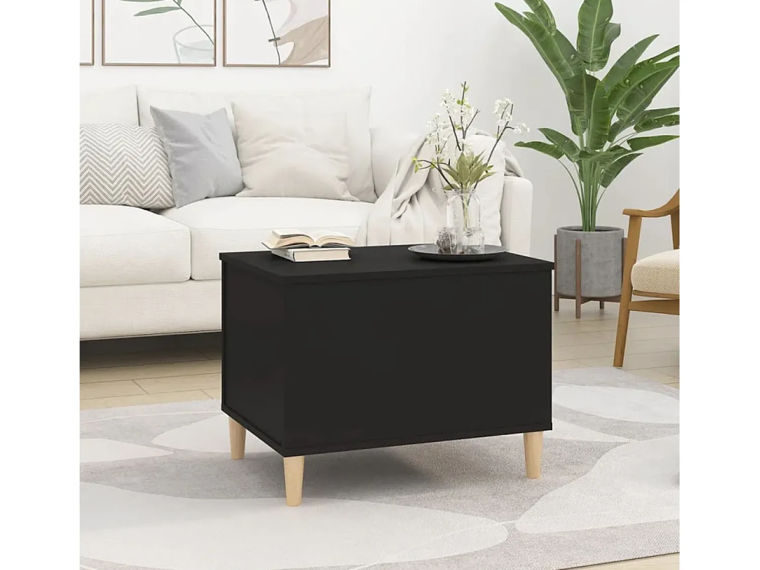Mesa De Centro| Mesa de centro 60x44,5x45 cm derivados de madeira PT626078 Preto