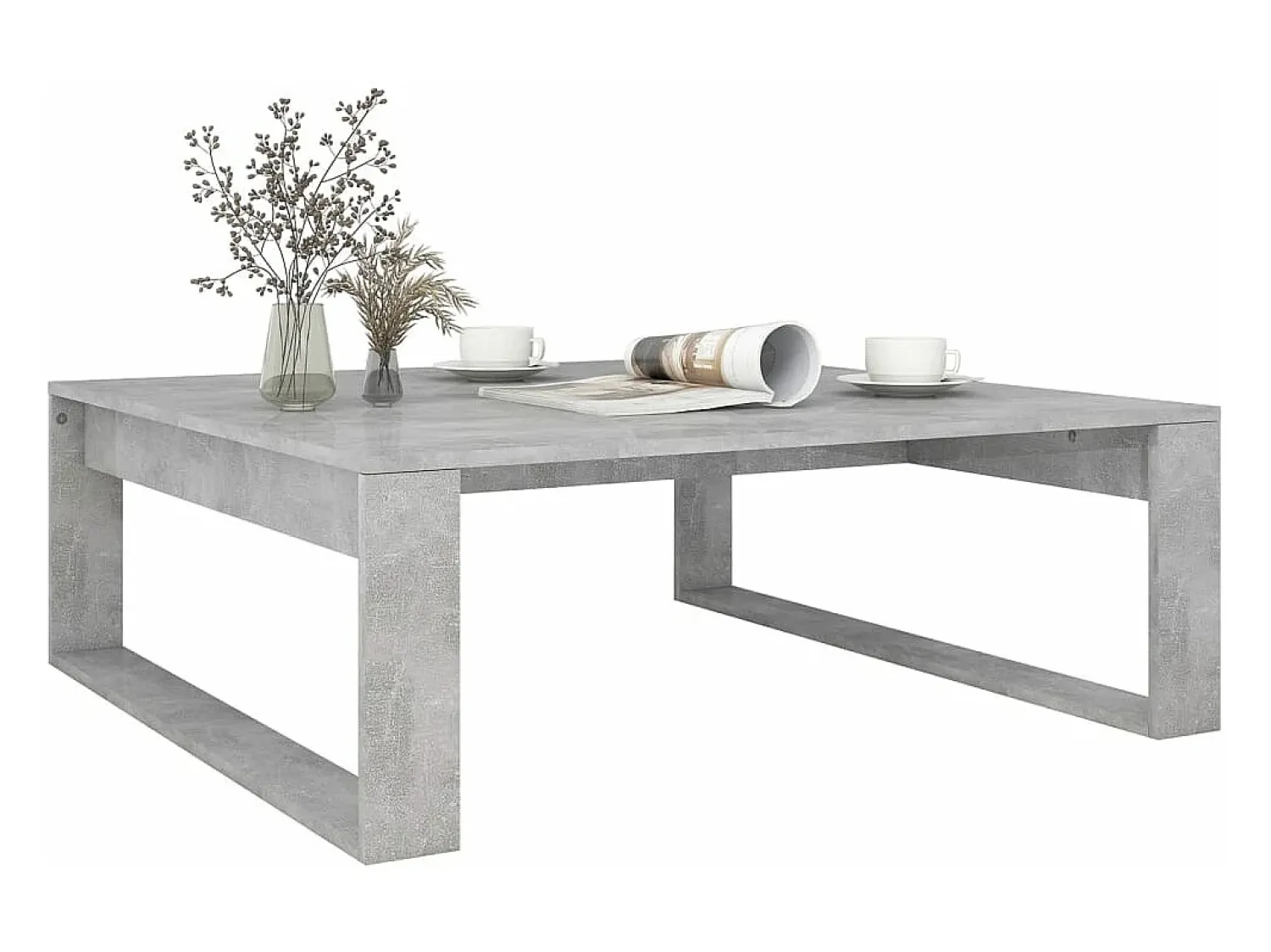 Mesa De Centro| Mesa de centro 100x100x35 cm derivados madeira cimento PT983446 Cinzento