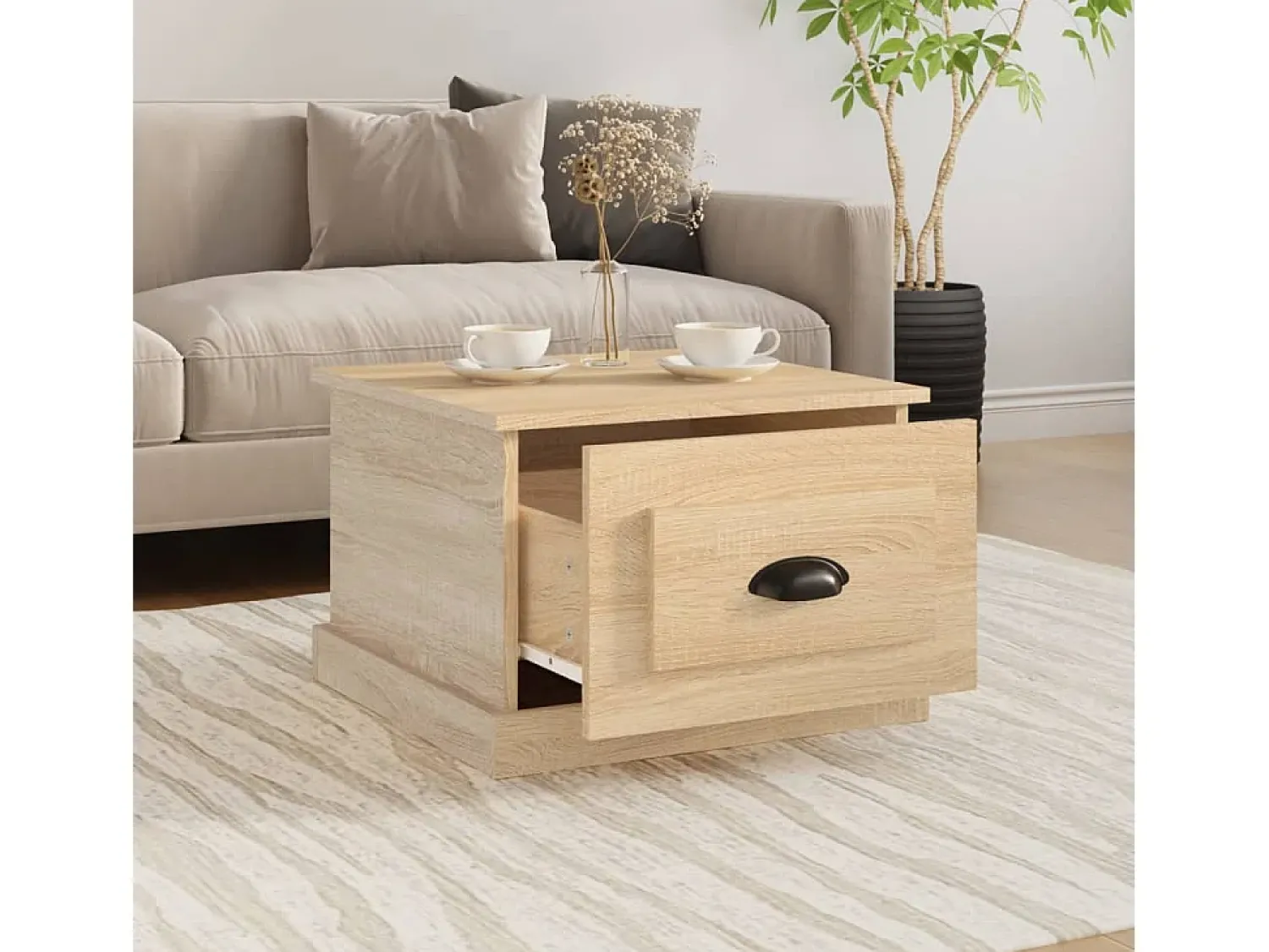 Outlet Mesa de centro 50x50x35 cm derivados de madeira carvalho sonoma PT844766 Castanho