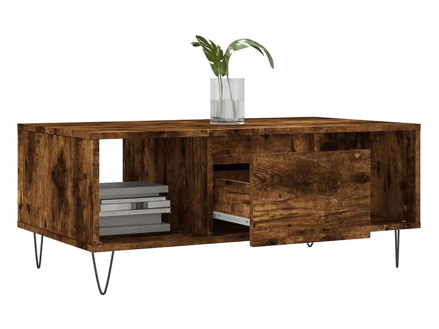 Mesa De Centro* Mesa de centro 90x50x36,5 cm derivados madeira carvalho fumado PT647820 Castanho