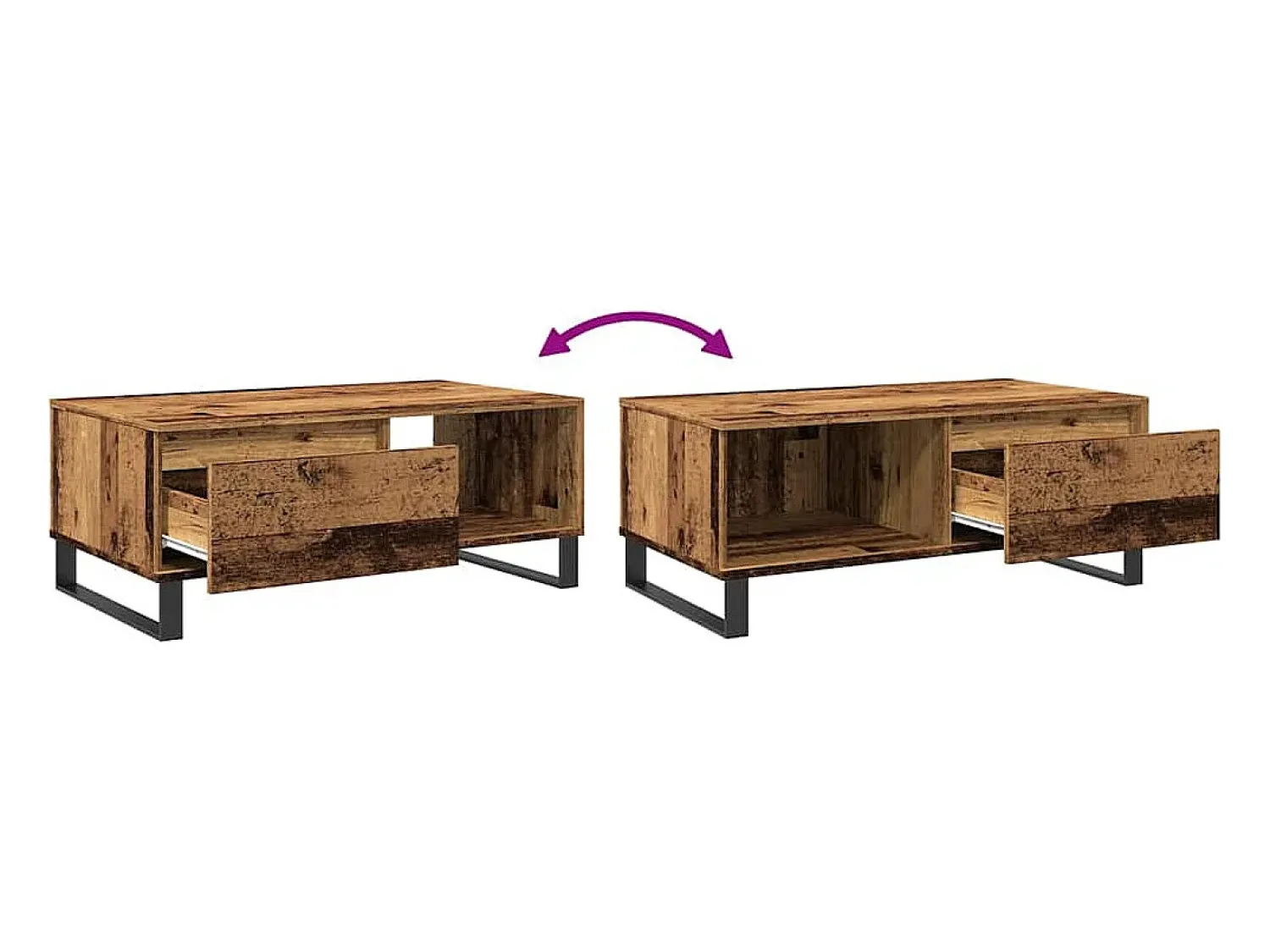 Mesa De Centro*vidaxl Mesa de centro 90x50x36,5 cm derivados de madeira madeira velha Natural claro