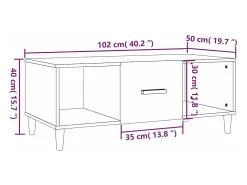 Mesa De Centro*vidaxl Mesa de centro 102x50x40 cm derivados madeira carvalho fumado Natural claro