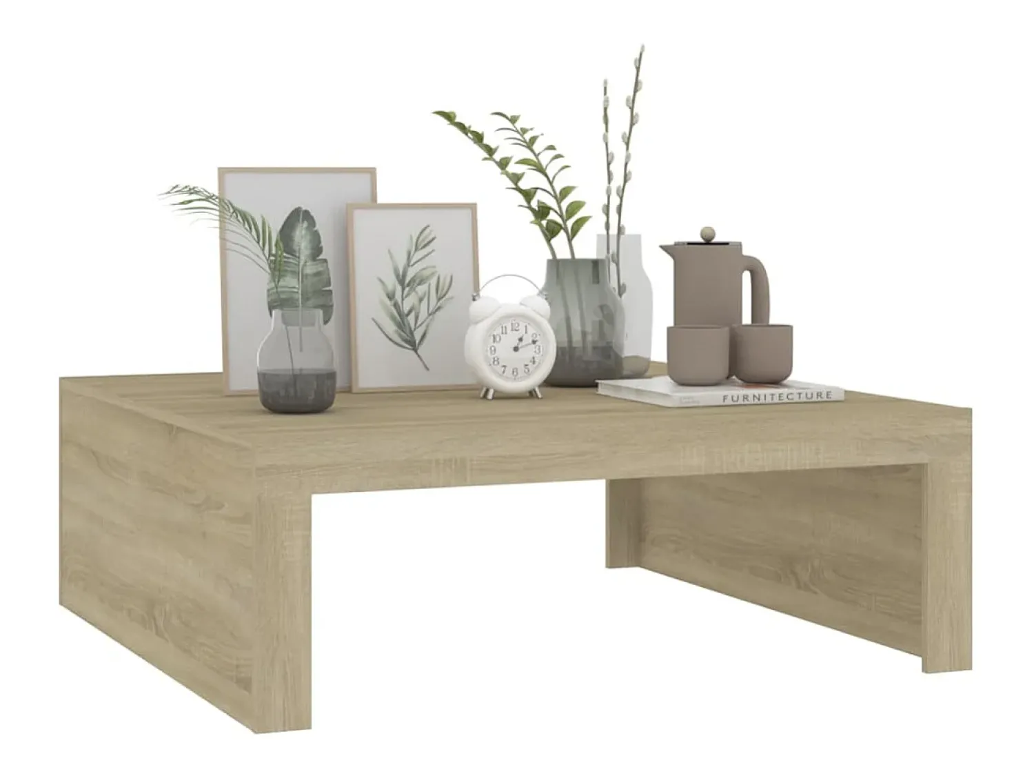 Mesa De Centro| Mesa de centro 100x100x35 cm derivados madeira carvalho sonoma PT300712 Castanho