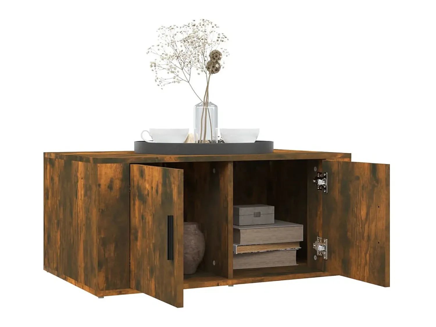 Mesa De Centro| Mesa de centro 80x50x36 cm derivados madeira carvalho fumado PT713241 Castanho