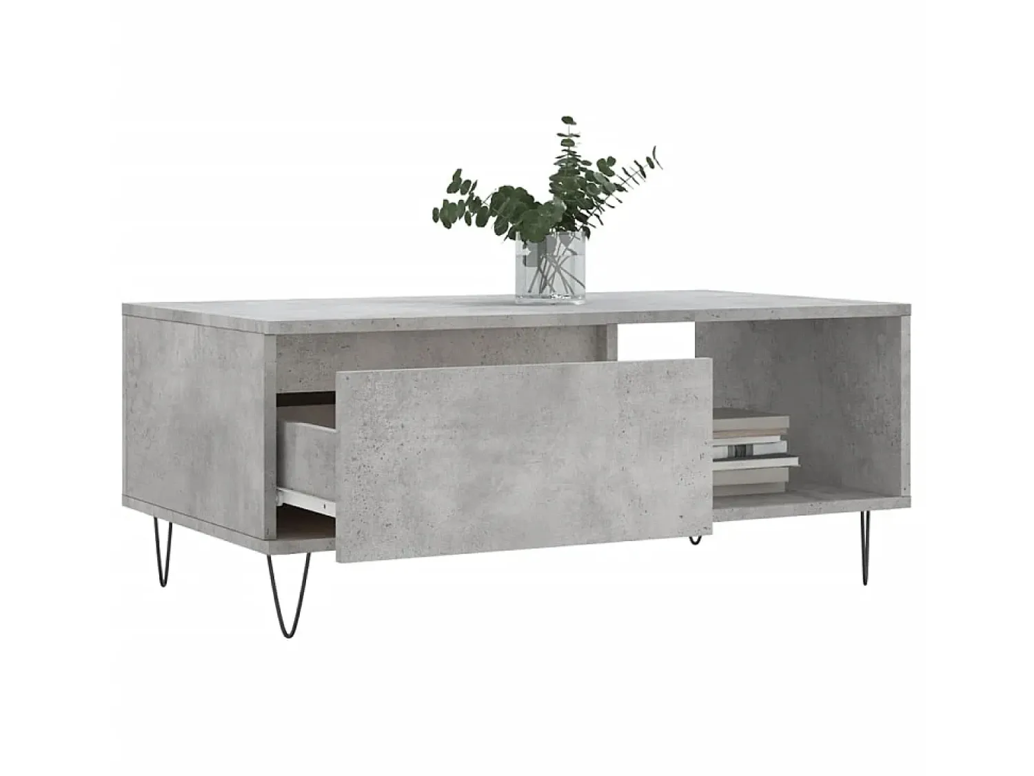 Mesa de centro 90x50x36,5 cm derivados madeira cimento PT886229 Cinzento