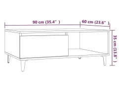 Mesa De Centro*vidaxl Mesa de centro 90x60x35 cm derivados de madeira carvalho fumado Natural claro