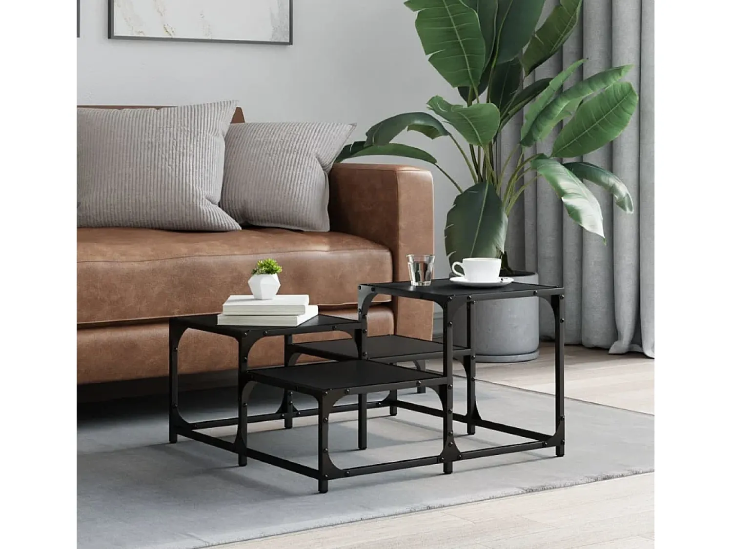 Mesa De Centro* Mesa de centro 68x68x40 cm derivados de madeira PT667295 Preto