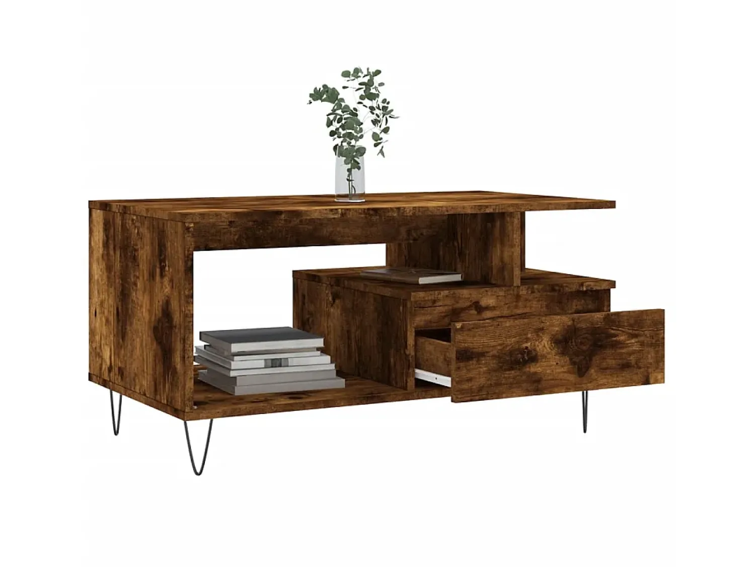 Mesa de centro 90x49x45 cm derivados madeira carvalho fumado PT257921^ Mesa De Centro