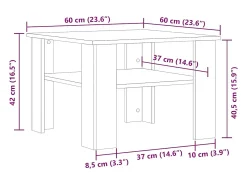 Mesa De Centro|vidaxl Mesa de centro 60x60x42 cm derivados de madeira madeira velha Natural claro