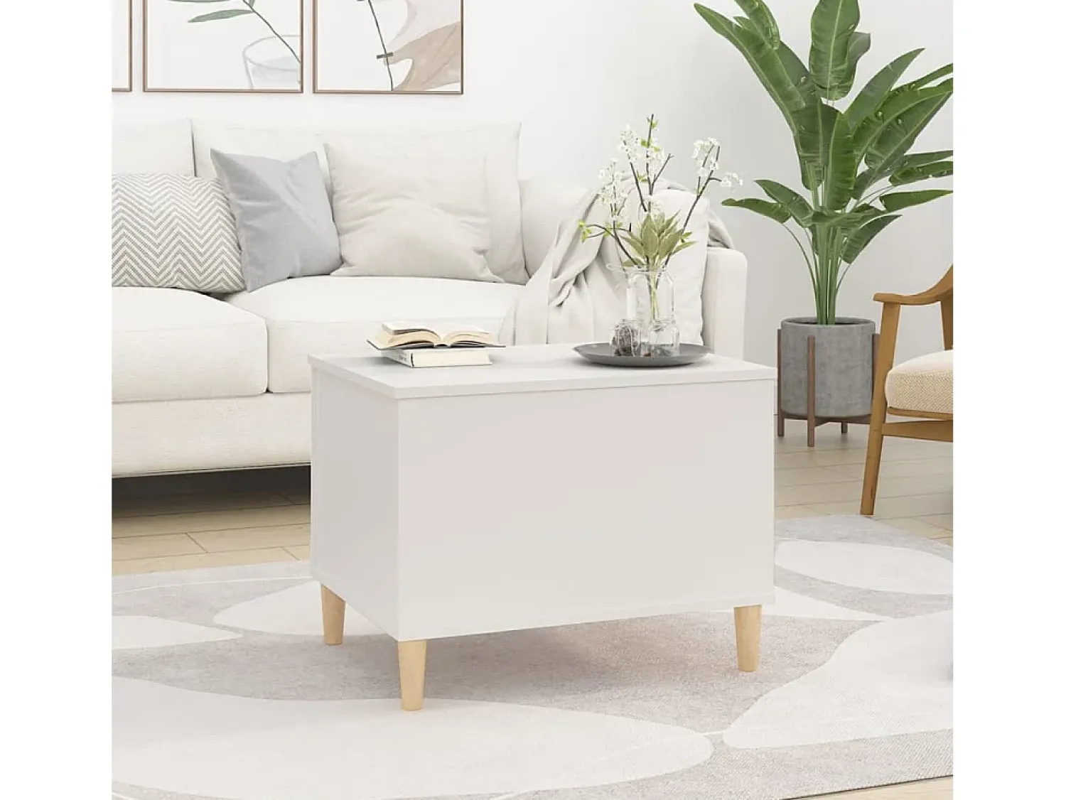 New Mesa de centro 60x44,5x45 cm derivados de madeira PT641911 Branco