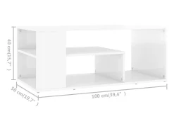 Mesa De Centro|vidaxl Mesa de centro 100x50x40 cm derivados madeira brilhante Branco