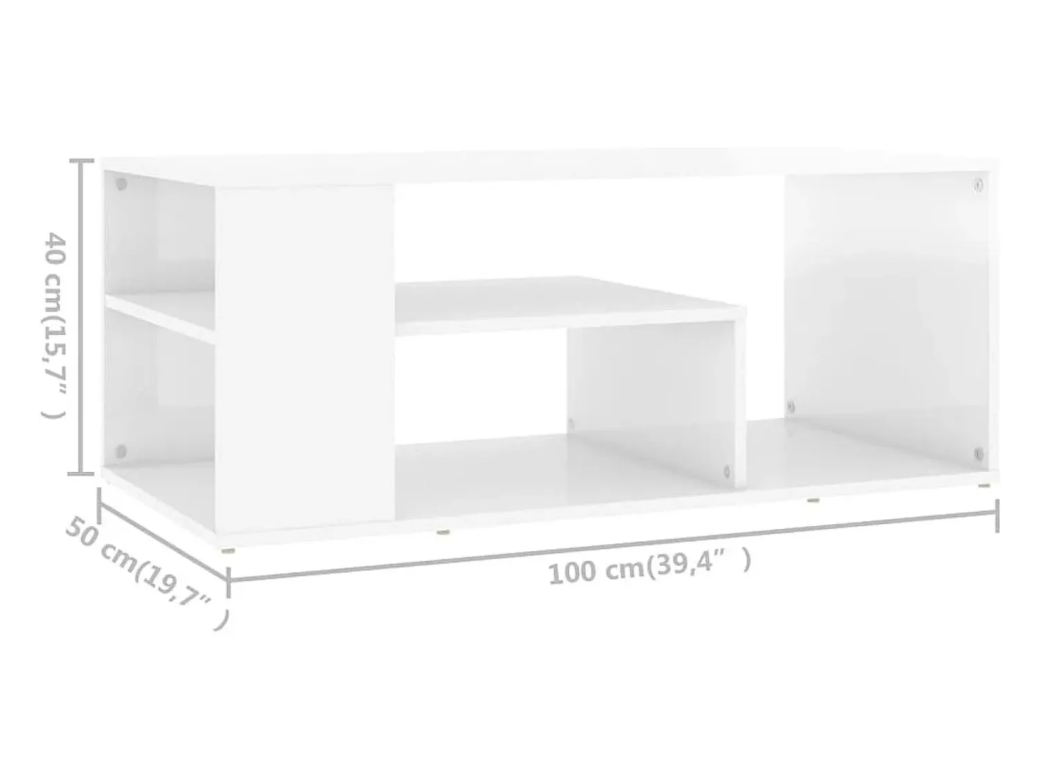 Mesa De Centro|vidaxl Mesa de centro 100x50x40 cm derivados madeira brilhante Branco