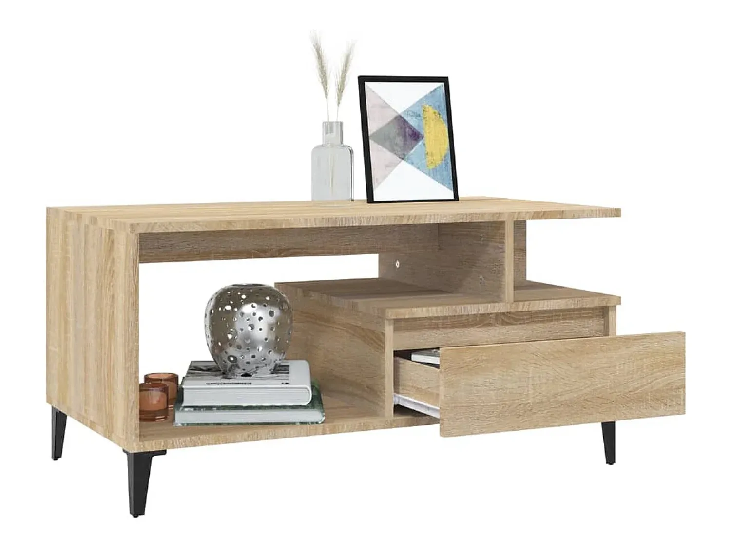 Mesa De Centro*vidaxl Mesa de centro 90x49x45 cm derivados de madeira carvalho sonoma Castanho