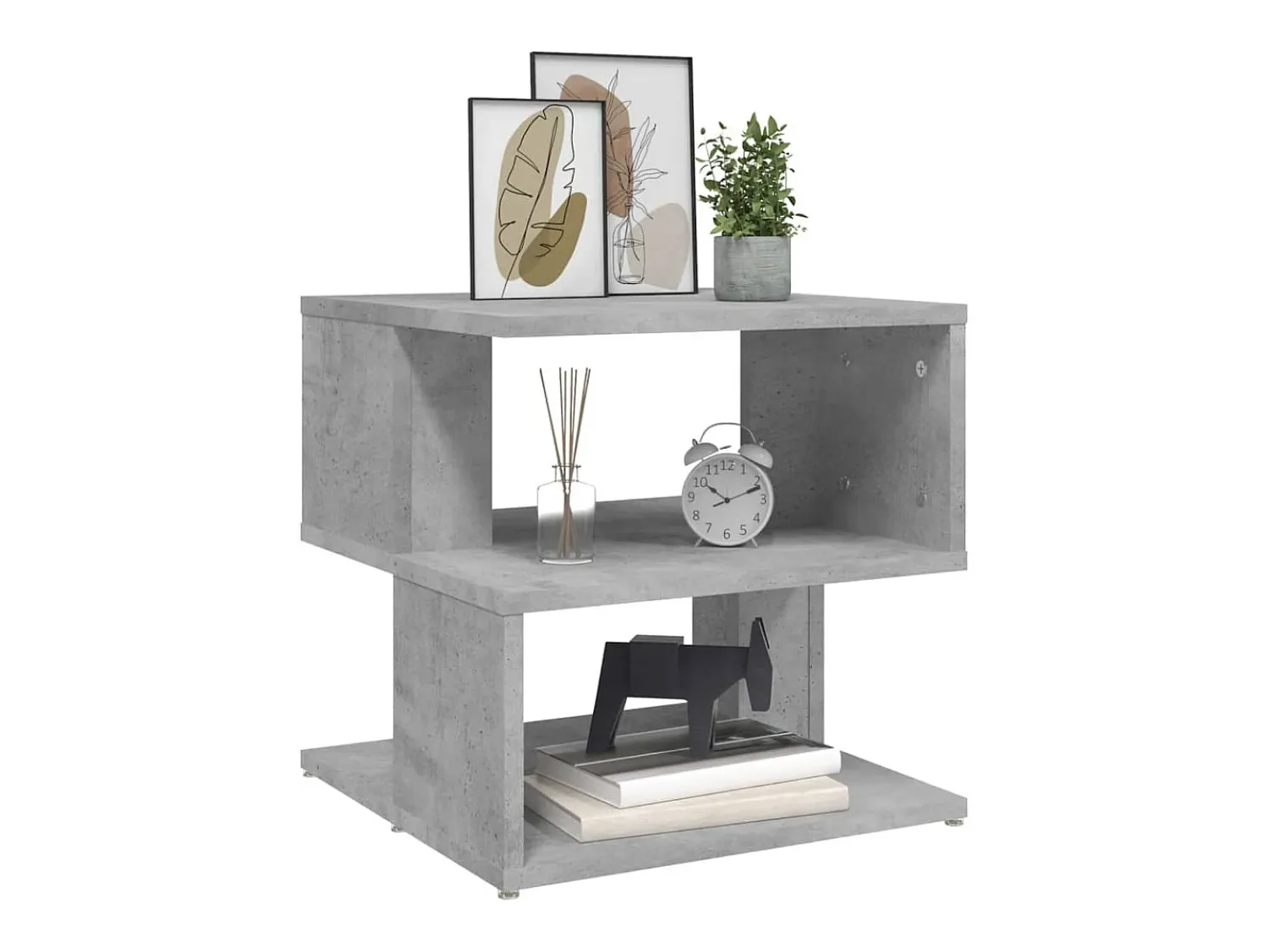 Mesa De Centro| Mesa de centro 40x40x40 cm derivados de madeira cimento PT240279 Cinzento