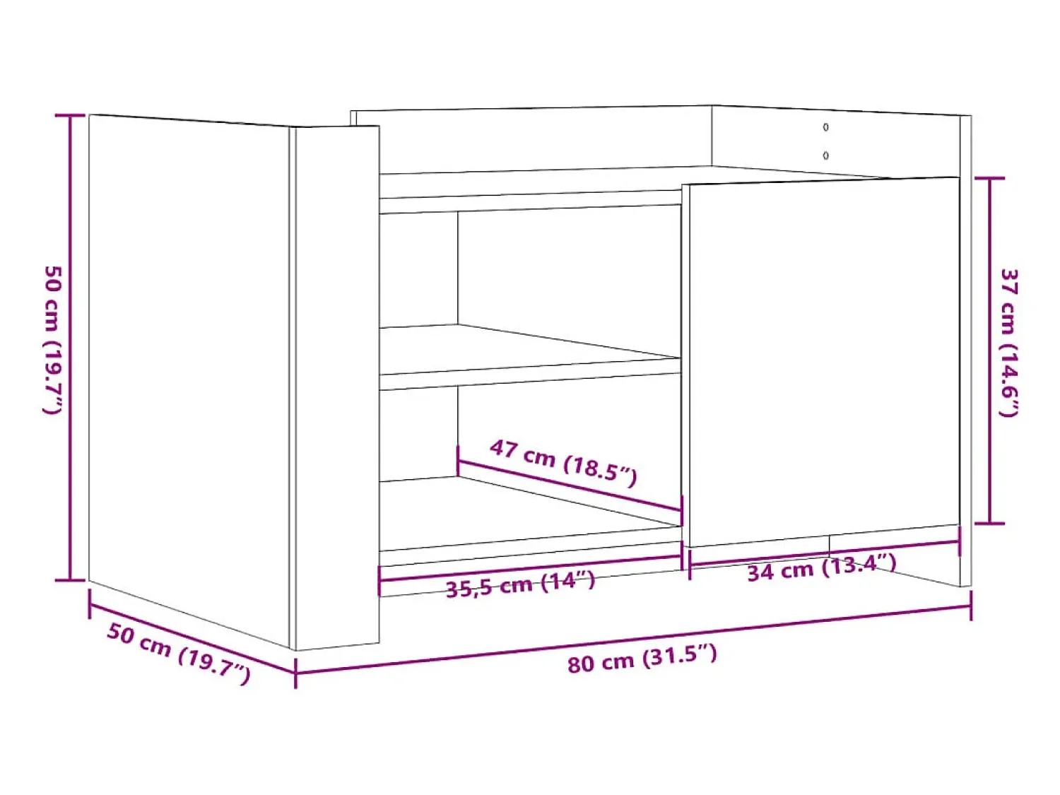 vidaxl Mesa de centro 80x50x50 cm derivados de madeira^ Mesa De Centro