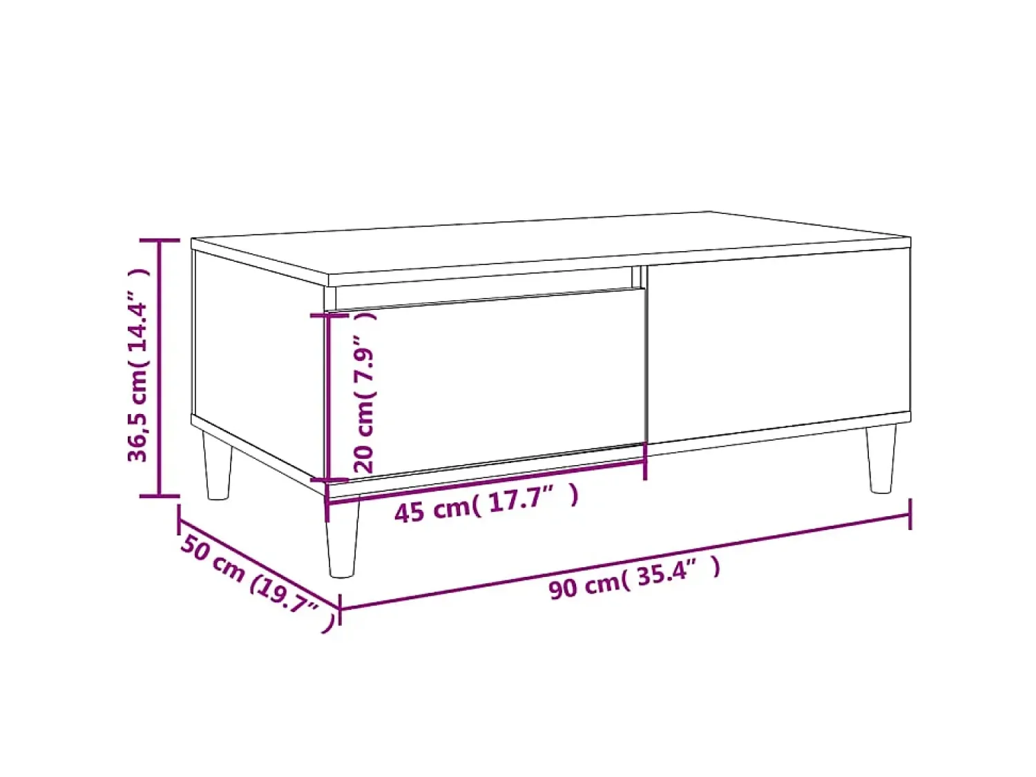 Mesa De Centro|vidaxl Mesa de centro 90x50x36,5 cm derivados madeira carvalho fumado Natural claro