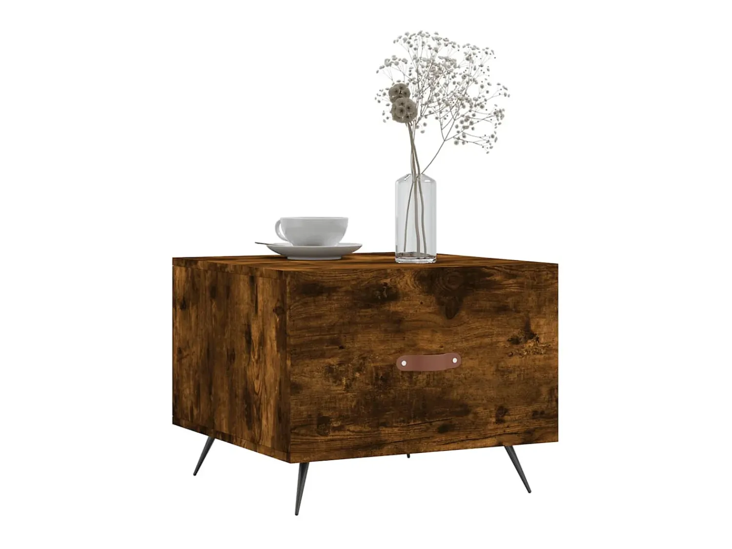 Mesa De Centro| Mesa de centro 50x50x40 cm derivados de madeira carvalho fumado PT548346 Castanho