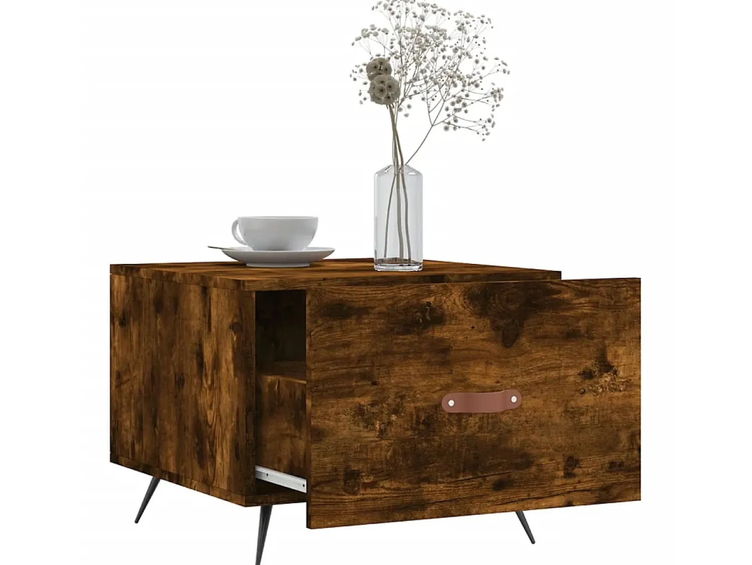 Mesa De Centro| Mesa de centro 50x50x40 cm derivados de madeira carvalho fumado PT548346 Castanho