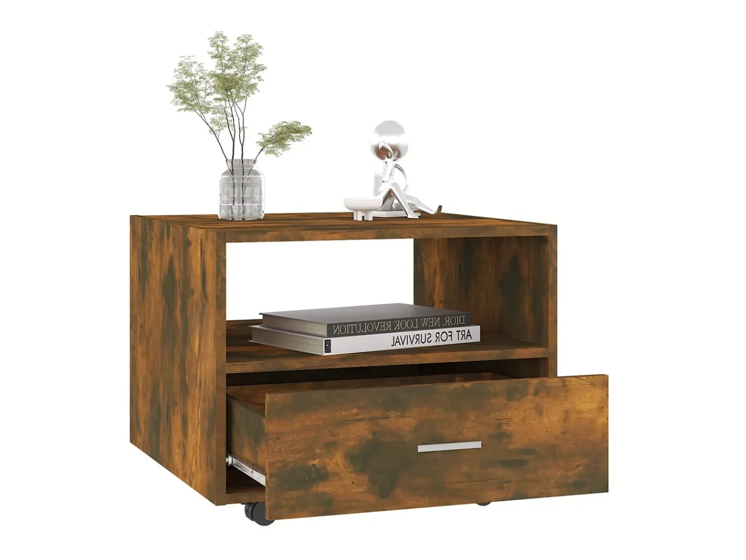 New Mesa de centro 55x55x40 cm derivados de madeira carvalho fumado PT647202 Castanho