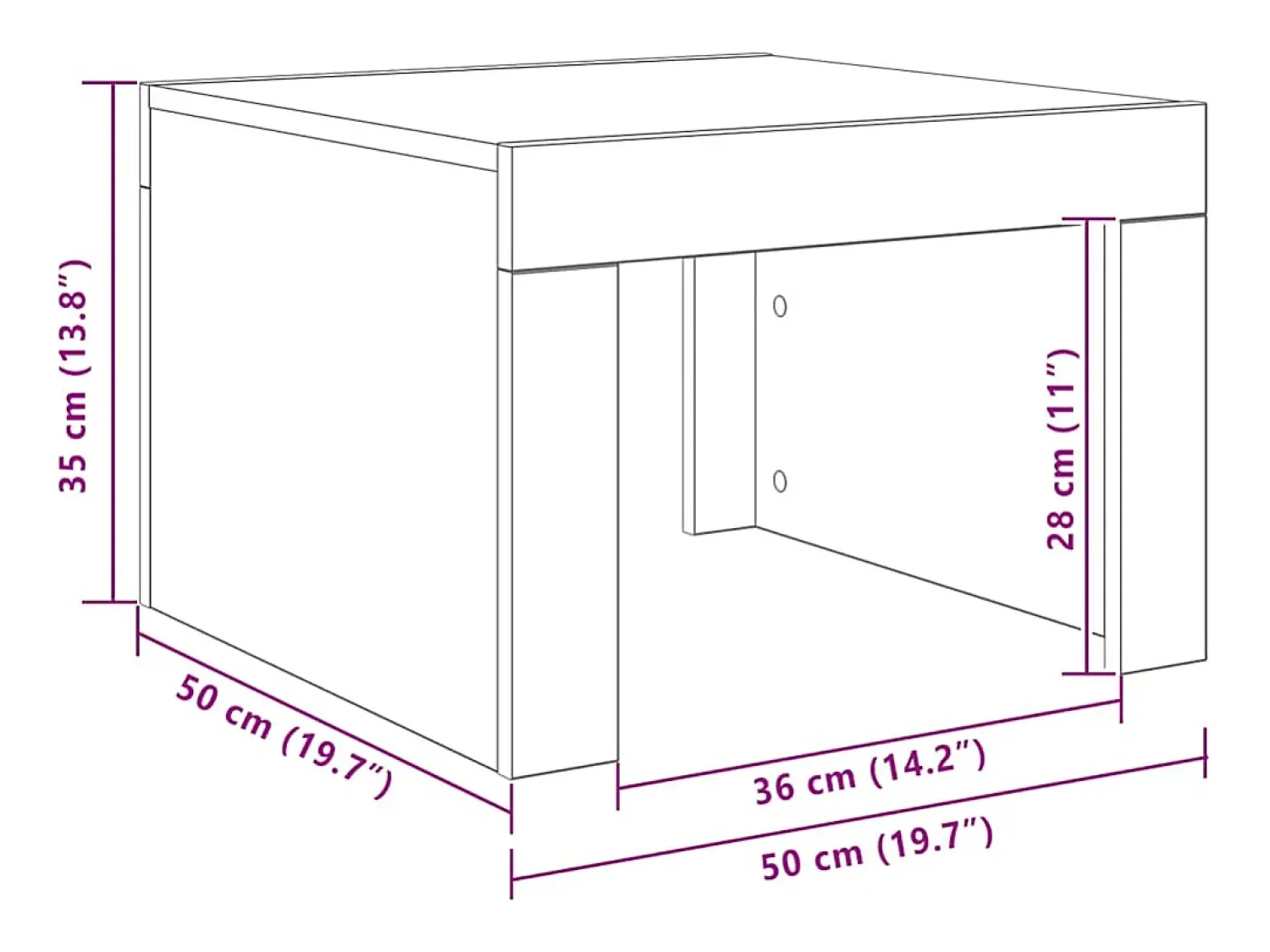 New vidaxl Mesa de centro 50x50x35 cm derivados madeira Branco