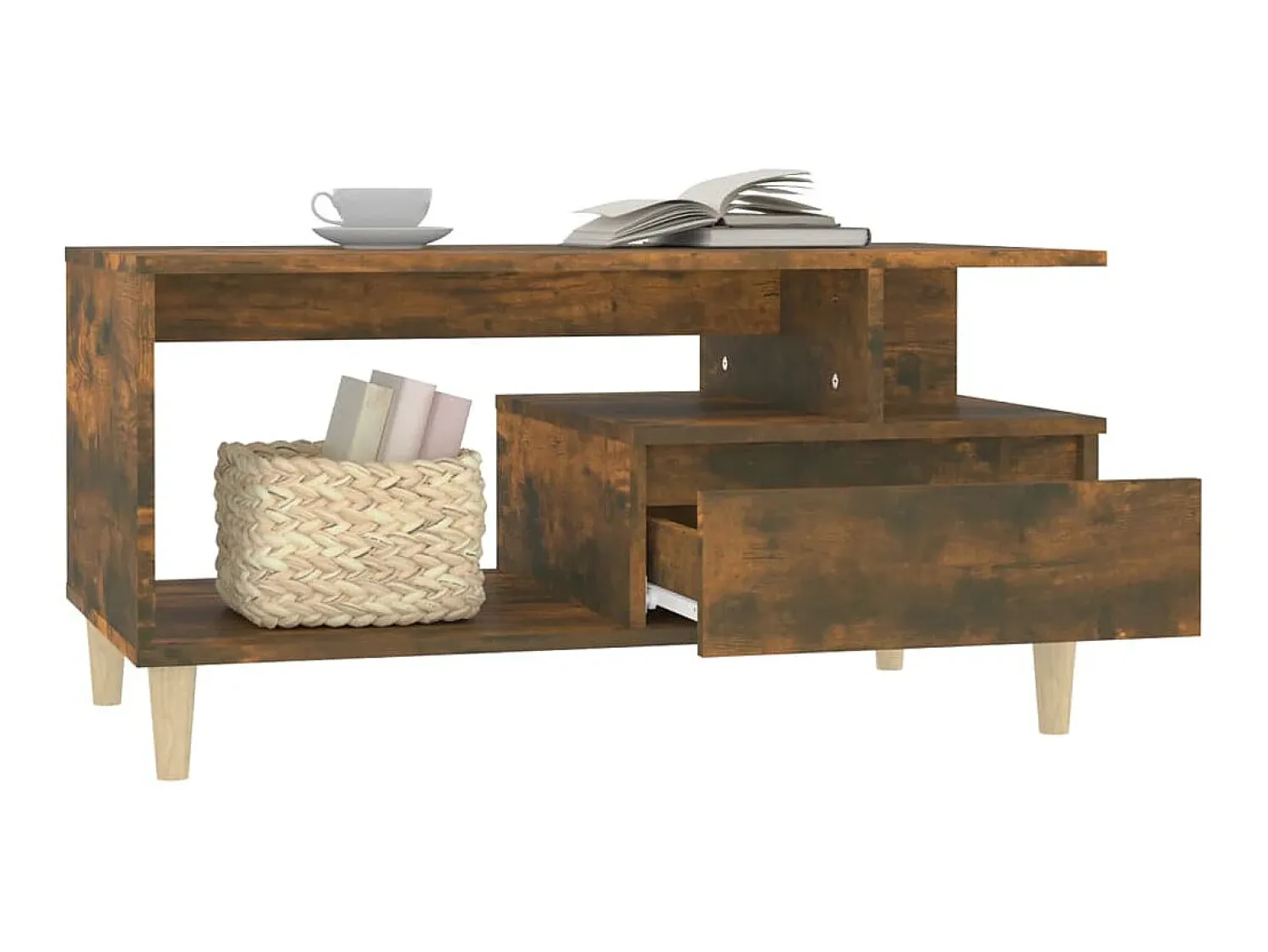 Mesa de centro 90x49x45 cm derivados madeira carvalho fumado PT432177^ Mesa De Centro