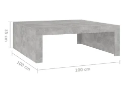 Online vidaxl Mesa de centro 100x100x35 cm derivados madeira cimento Cinzento