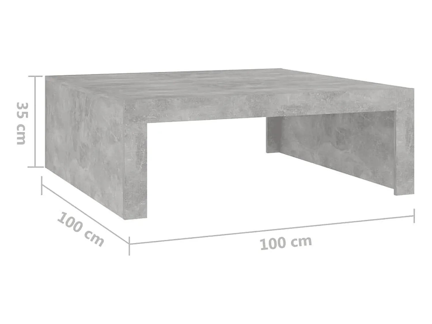 Online vidaxl Mesa de centro 100x100x35 cm derivados madeira cimento Cinzento