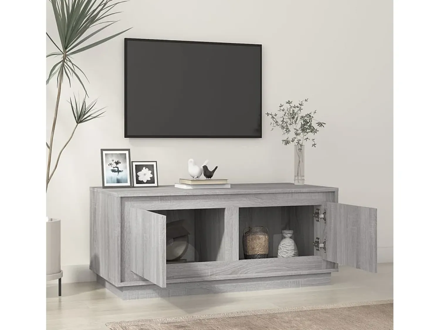 Móvel De Tv* Mesa de centro 102x50x44 cm derivados madeira sonoma PT299114 Cinzento