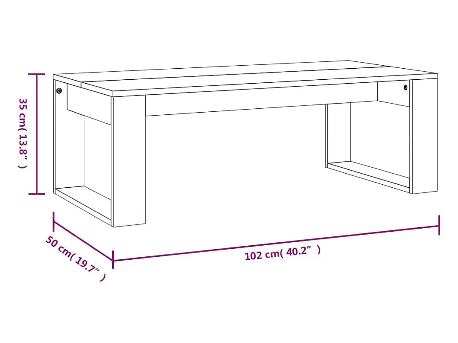 vidaxl Mesa de centro 102x50x35 cm derivados madeira sonoma^ Mesa De Centro