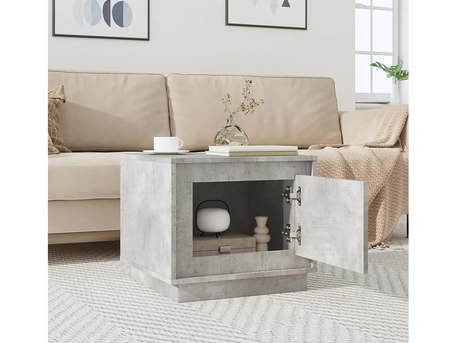 Mesa de centro 51x50x44 cm derivados de madeira cinza cimento PT335648^ Mesa De Centro