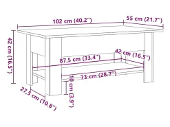 Outlet vidaxl Mesa de centro 102x55x42 cm derivados de madeira madeira velha Natural claro