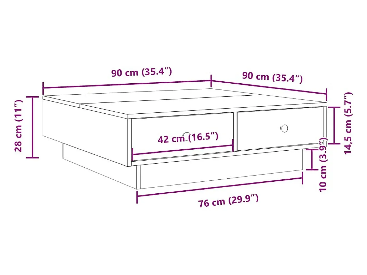 Mesa De Centro*vidaxl Mesa de centro 90x90x28 cm derivados de madeira carvalho fumado Natural claro