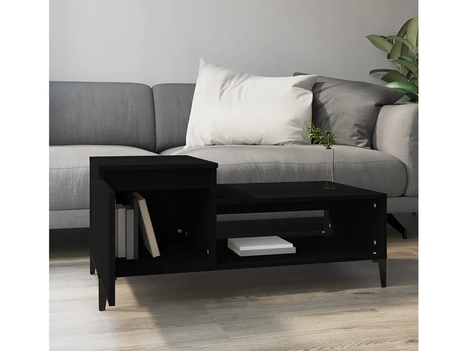 Hot Mesa de centro 100x50x45 cm derivados de madeira PT975374 Preto