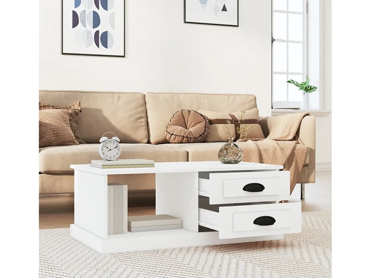 Mesa De Centro| Mesa de centro 90x50x35 cm derivados de madeira PT184094 Branco
