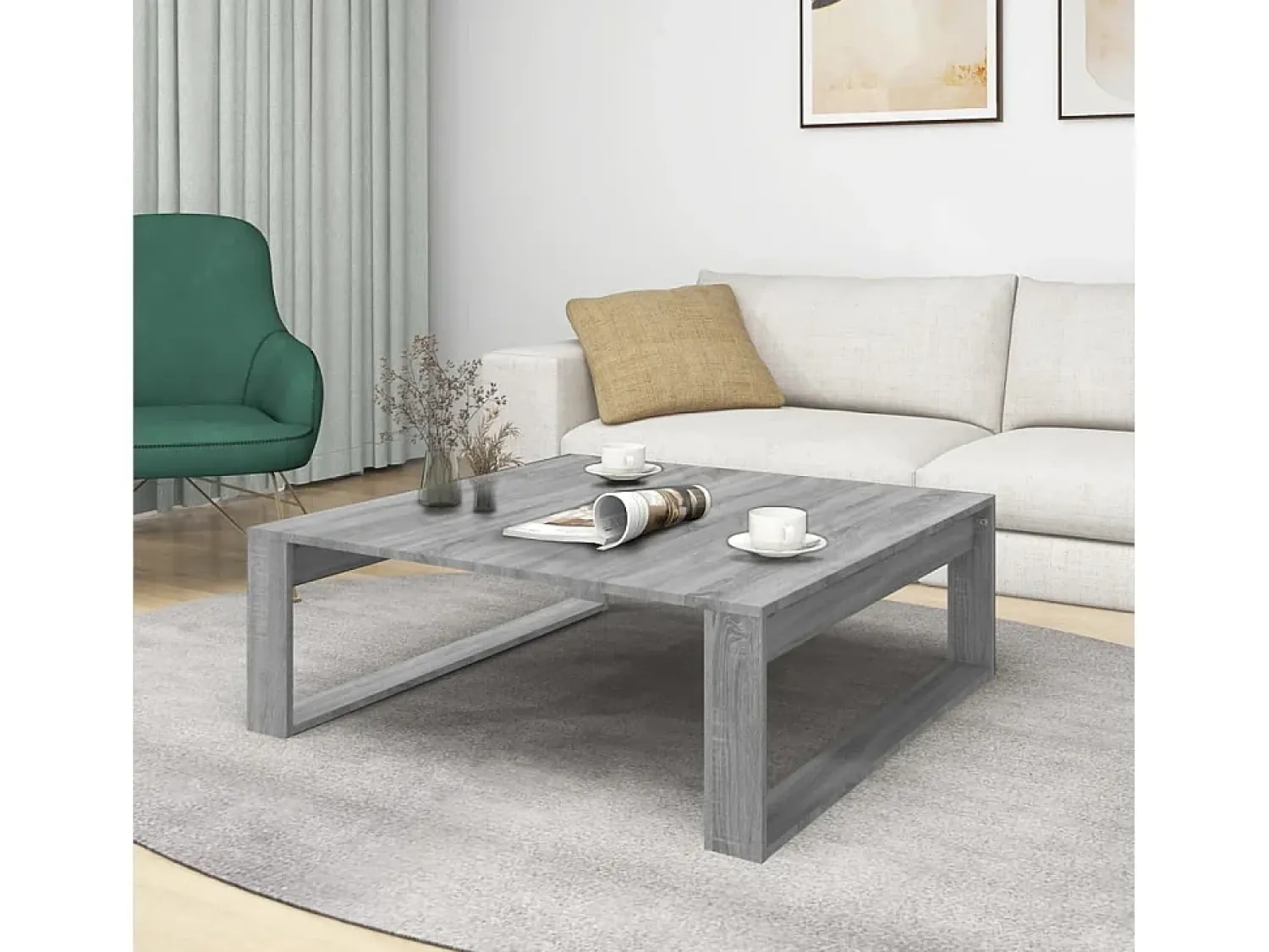 Mesa de centro 100x100x35 cm derivados de madeira cinza sonoma PT494437^ Mesa De Centro