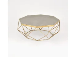 Mesa De Centro* Mesa de centro 106x40x106 cm dourado glamour gl1714 Cinzento / Dourado