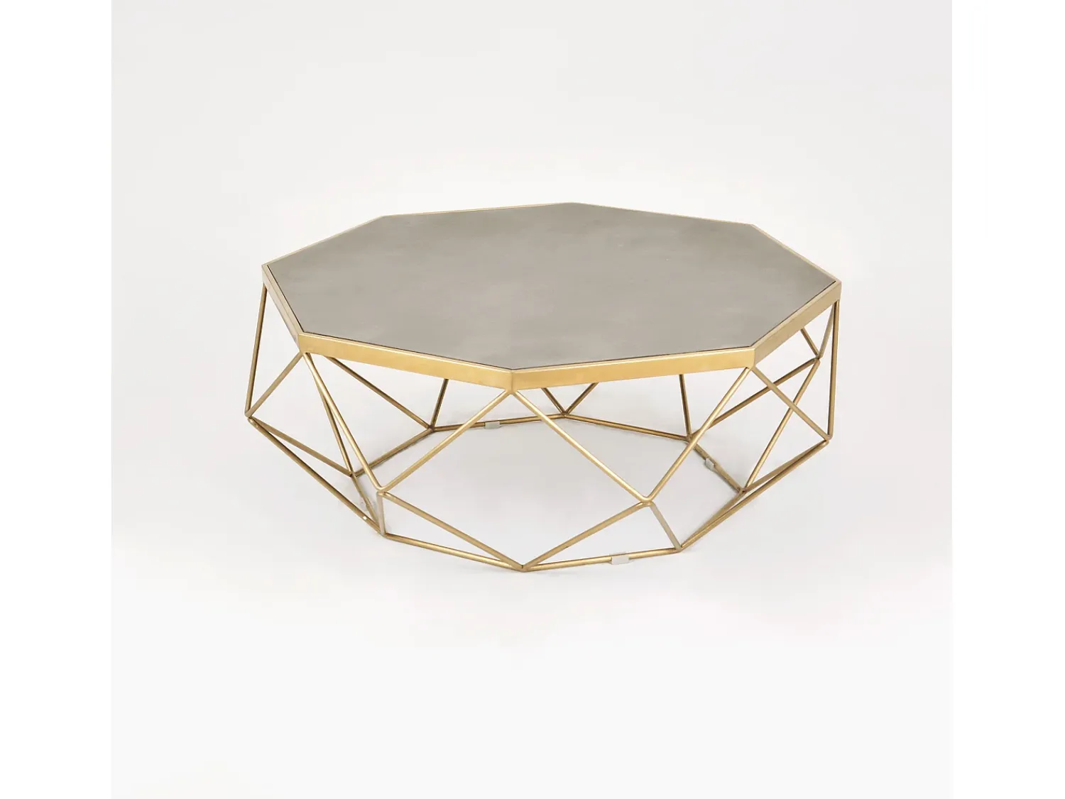 Mesa De Centro* Mesa de centro 106x40x106 cm dourado glamour gl1714 Cinzento / Dourado