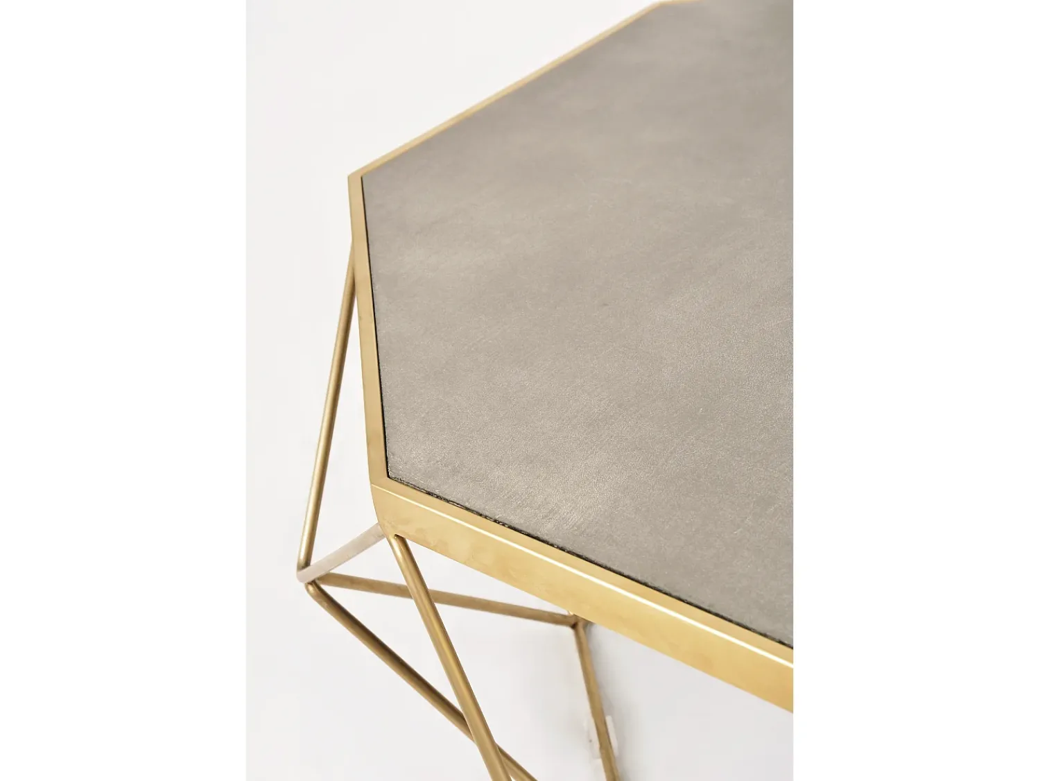 Mesa De Centro* Mesa de centro 106x40x106 cm dourado glamour gl1714 Cinzento / Dourado