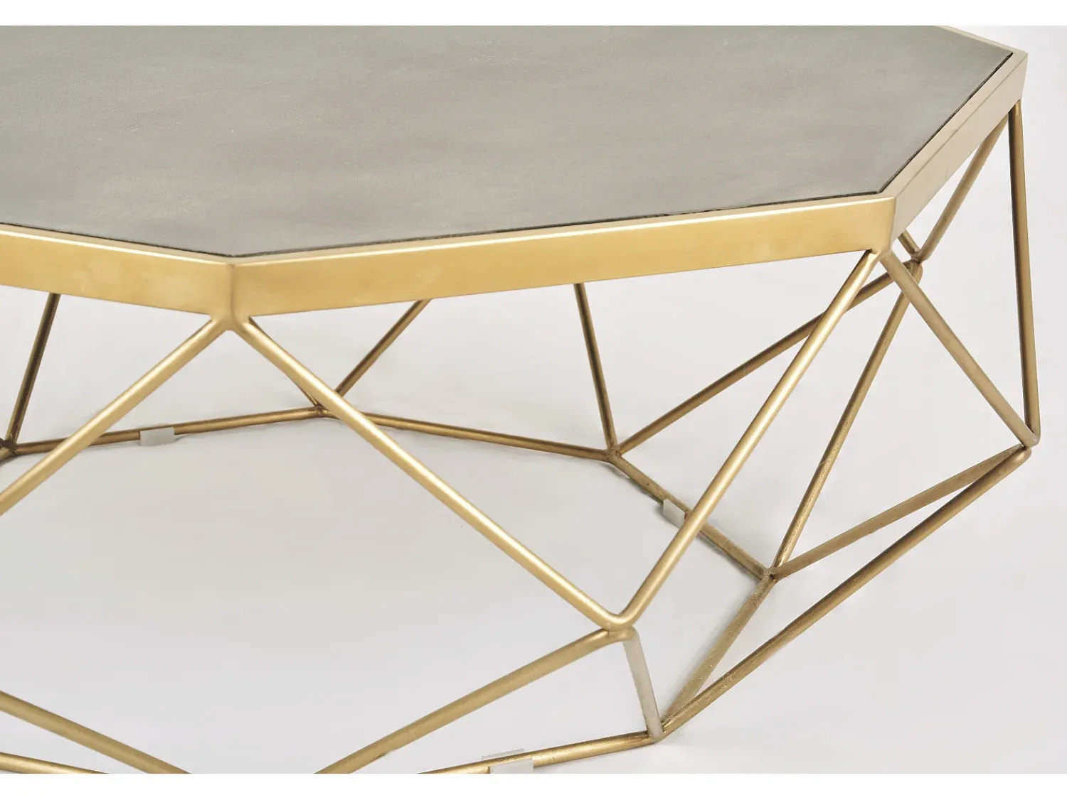 Mesa De Centro* Mesa de centro 106x40x106 cm dourado glamour gl1714 Cinzento / Dourado