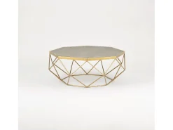 Mesa De Centro* Mesa de centro 106x40x106 cm dourado glamour gl1714 Cinzento / Dourado