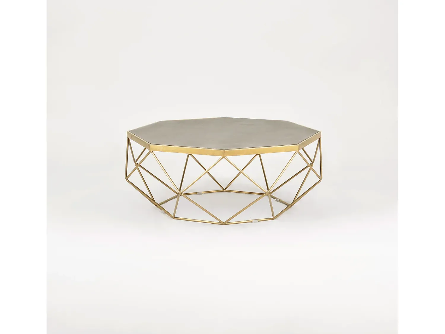 Mesa De Centro* Mesa de centro 106x40x106 cm dourado glamour gl1714 Cinzento / Dourado